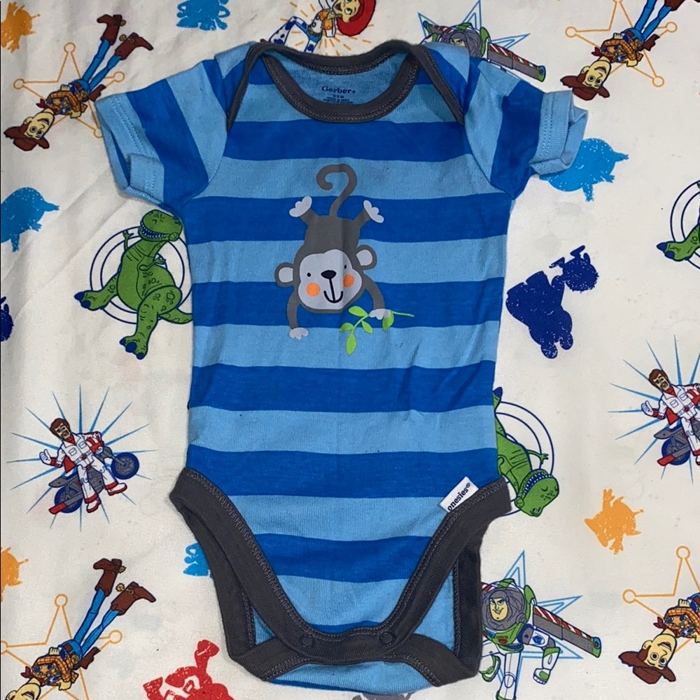 Carter's Blue and Gray Striped Bodysuit with Snap Closures